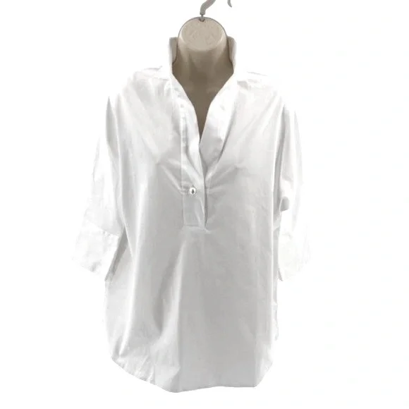 Tuckernuck | NEW Blanc Willow Three-quarter Sleeve Blouse in White Size M - Picture 4 of 9